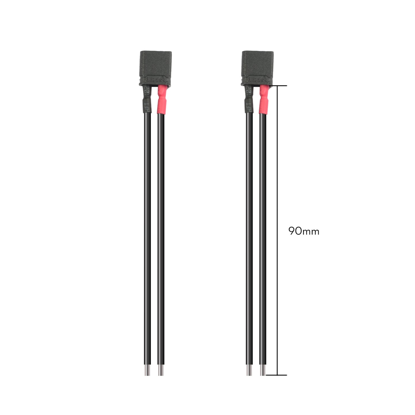 Jungtis FLYWOO juoda XT30U 90mm 18AWG kištukas su kištuku (2 vnt.) 