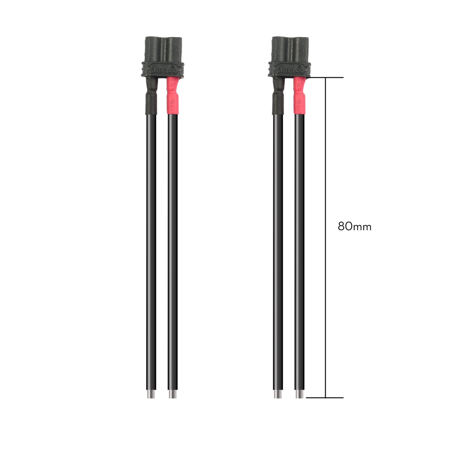 Jungtis FLYWOO juoda XT30U 80mm 18AWG moteriškas Pigtail (2 vnt.) 