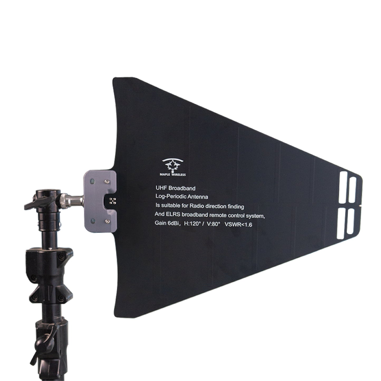 Belaidė klevo antena UHF logaritminiu periodiniu SMA kištuku (370–1400 MHz) 