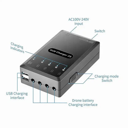6828 2 gan charger startrc 6 in 1 for dji mavic air 2 2s eu plug