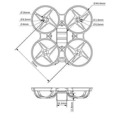 8943 5 frame betafpv beta75x 2 3s whoop v2 black
